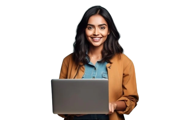 College girl holding a laptop